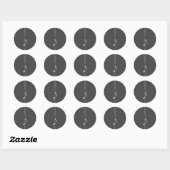 Rond Sticker minimaliste Gold huitième note de musique (Feuille)