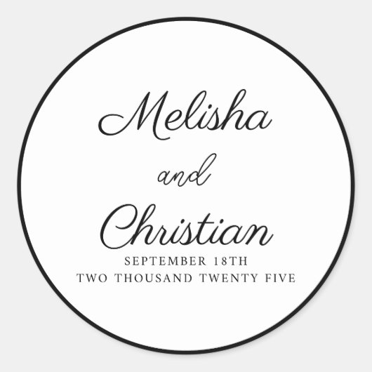 Rond Sticker minimaliste Mariage moderne (Devant)