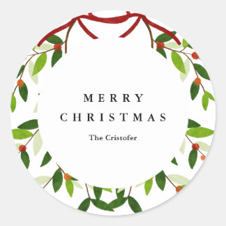 Rond Sticker Mistletoe Holiday
