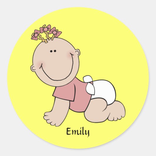 Rond Sticker Modèle pour fille bébé (Devant)