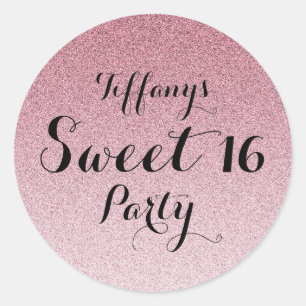 Rond Sticker moderne Parties scintillant rose Faux Ombr