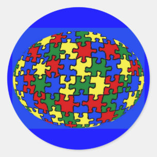 Rond Sticker Mondial Puzzle