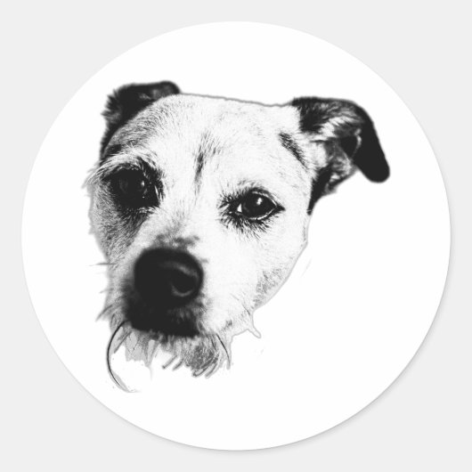Rond Sticker Monochrome Terrier Mélangé (Devant)