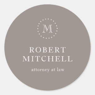 Rond Sticker Monogram Brown Elegant Classic Business