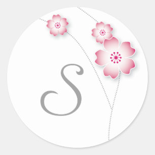 Rond Sticker Monogram Cherry Blossom