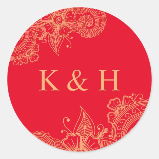 Rond Sticker Monogram Classic Round Mariage Mehndi (Devant)
