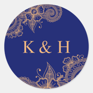Rond Sticker Monogram Classic Round Mariage Mehndi
