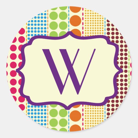 Rond Sticker Monogram Dots Boho (Devant)