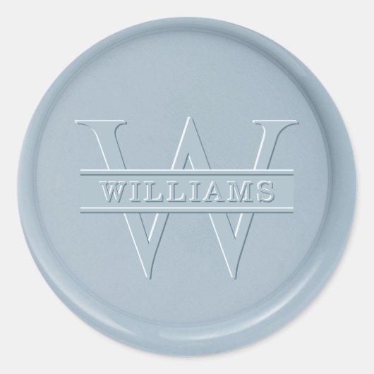 Rond Sticker Monogram Dusty Blue Wax Seal (Devant)