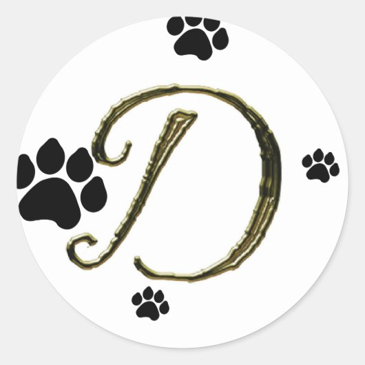 Rond Sticker Monogram Empreinte de patte (Devant)