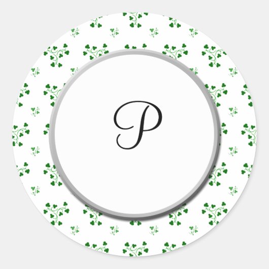 Rond Sticker Monogram Green Shamrock Circles (Devant)