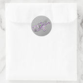 Rond Sticker Monogram K pour Parties scintillant violet (Sac)