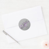 Rond Sticker Monogram K pour Parties scintillant violet (Enveloppe)