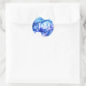 Rond Sticker Monogram Mariage Abstrait en soie bleu (Sac)