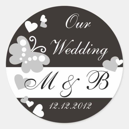 Rond Sticker Monogram Mariage Black (Devant)