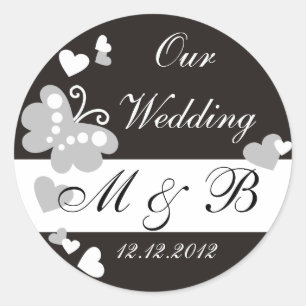 Rond Sticker Monogram Mariage Black