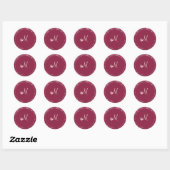 Rond Sticker Monogram Mariage Boysenberry (Feuille)