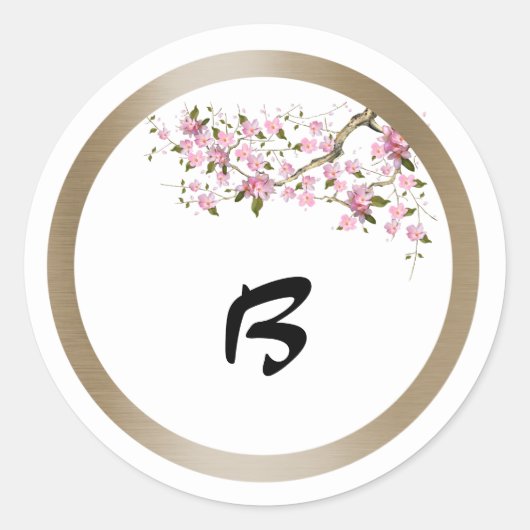 Rond Sticker Monogram Mariage Cherry Blossom (Devant)