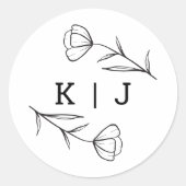 Rond Sticker Monogram Mariage fleur sauvage (Devant)