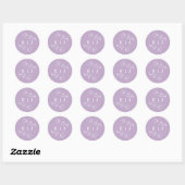 Rond Sticker Monogram Mariage fleur sauvage à Lilac (Feuille)