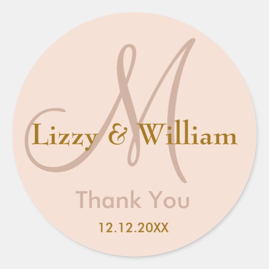 Rond Sticker Monogram Mariage Merci (Devant)