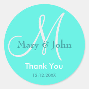 Rond Sticker Monogram Mariage Merci