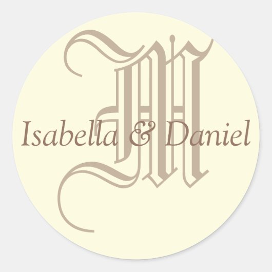 Rond Sticker Monogram Mariage Monogram (Devant)