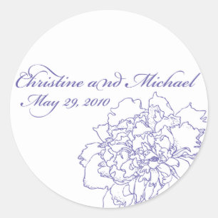 Rond Sticker Monogram Mariage Peony