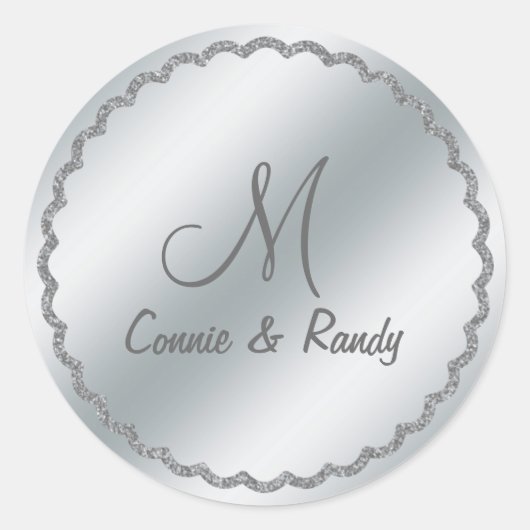 Rond Sticker Monogram Mariage Silver Foil (Devant)