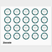 Rond Sticker Monogram Motif Turquoise et Or (Feuille)