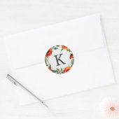 Rond Sticker Monogram Red Poppies (Enveloppe)
