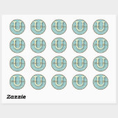 Rond Sticker Monogram U bleu et Brown (Feuille)