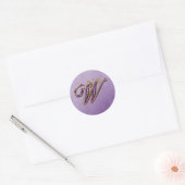 Rond Sticker Monogram W pour Parties scintillant violet (Enveloppe)