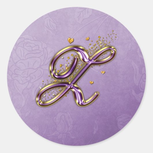 Rond Sticker Monogram Z pour Parties scintillant violet (Devant)