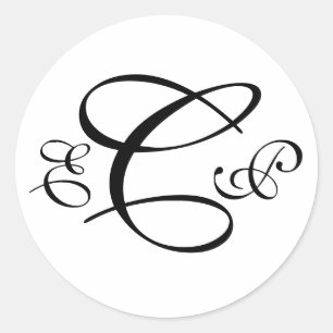 Rond Sticker Monogramme à trois lettres
