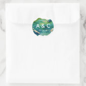 Rond Sticker Monogramme Blue Green et Gold Splatter (Sac)