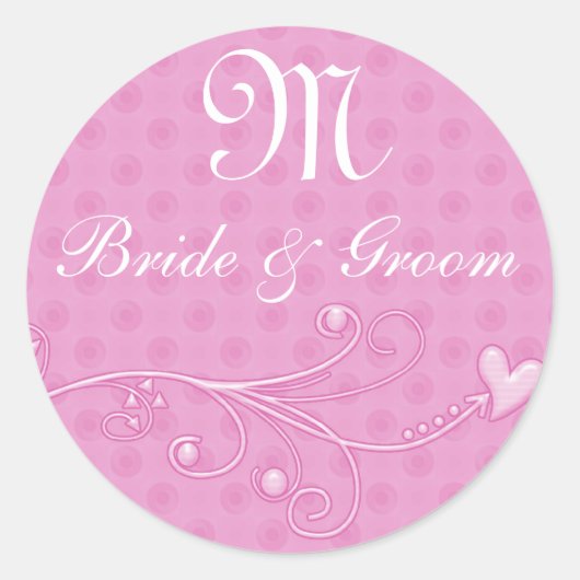 Rond Sticker Monogramme Bride Rose & Groom (Devant)