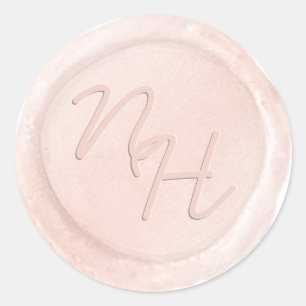Rond Sticker monogramme Chic Blush Pink Wax Enveloppe