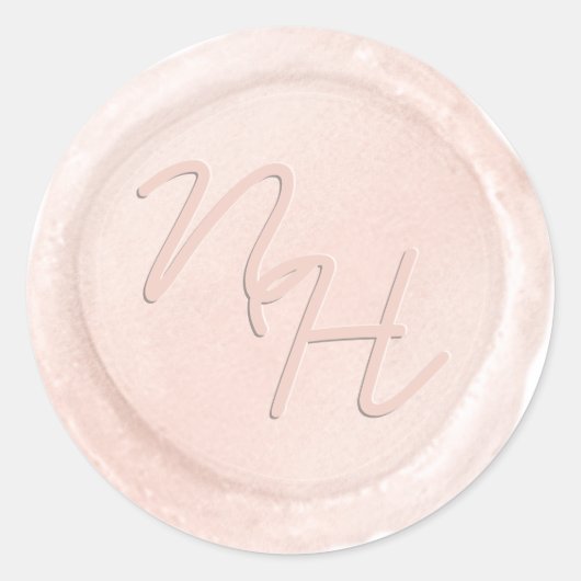 Rond Sticker monogramme Chic Blush Pink Wax Enveloppe (Devant)