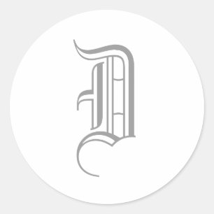 Rond Sticker Monogramme "D" Ancien texte anglais Style_