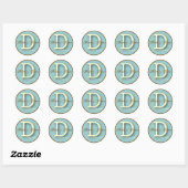 Rond Sticker Monogramme D bleu et Brown (Feuille)