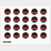 Rond Sticker Monogramme Damask (noir/rouge) (Feuille)