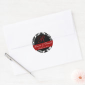 Rond Sticker Monogramme Damask (noir/rouge) (Enveloppe)