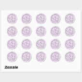 Rond Sticker Monogramme de cire violette marbrée modern (Feuille)