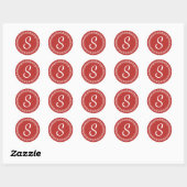 Rond Sticker Monogramme de couronne pointillée | Couleu (Feuille)