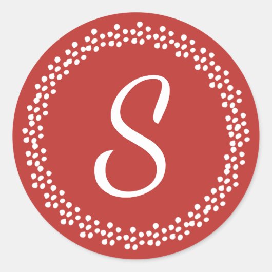 Rond Sticker Monogramme de couronne pointillée | Couleu (Devant)