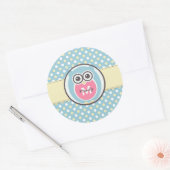 Rond Sticker Monogramme de dessin de la Chouette jaune (Enveloppe)