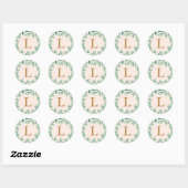 Rond Sticker Monogramme de mariage tropical moderne de  (Feuille)