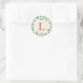 Rond Sticker Monogramme de mariage tropical moderne de  (Sac)