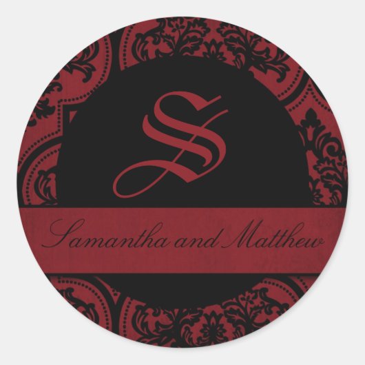 Rond Sticker Monogramme de mariée Vampire (Devant)